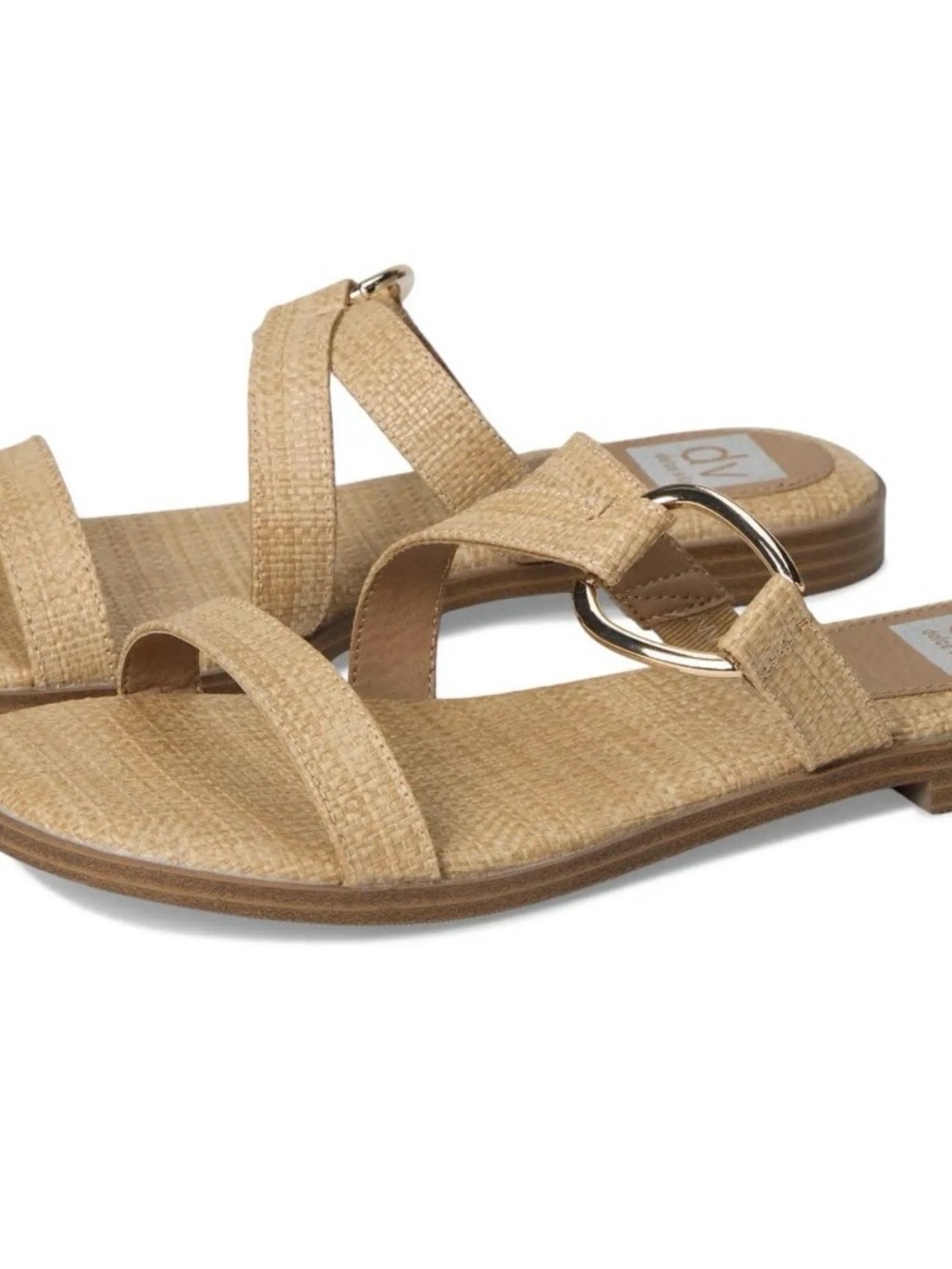 DV by Dolce Vita Woven Tan Slide Sandals with Gold Ring Accent 9 Retail - $50